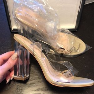 Nasty Gal Clear and Nude Heels